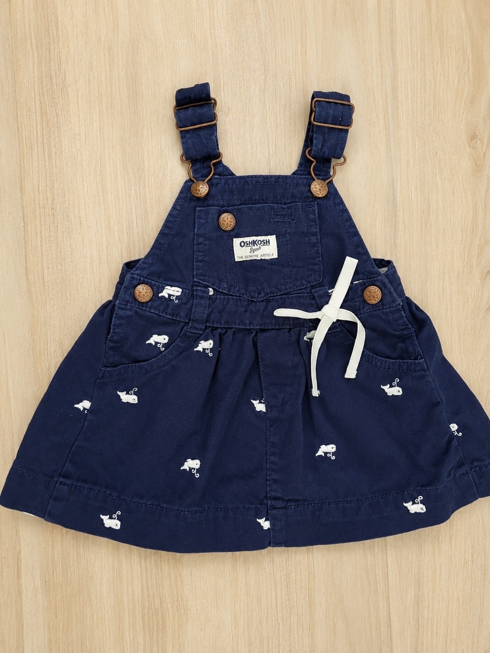 OshKosh B’gosh Navy Whale Overall Dress Size 12M